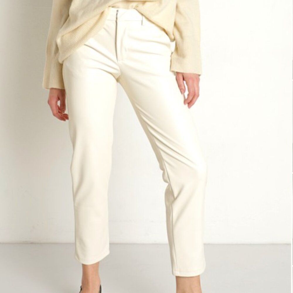 LBLC the label Franny Trouser in Ivory faux leather XS NWT